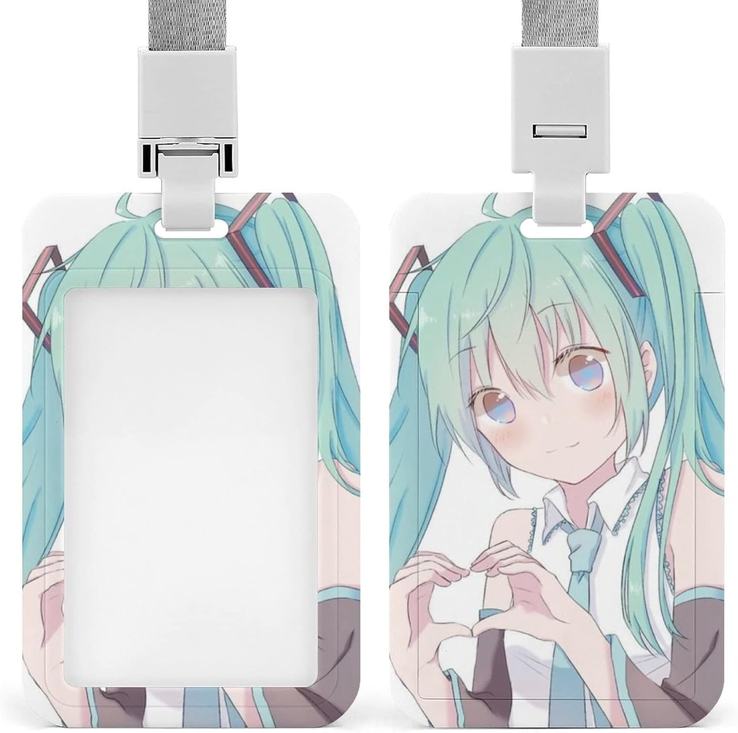 初音ミク Idカードホルダー Idカードケース ネームホルダー Icカードホルダー 両面カードケース クレジットカード 社員証 名刺 定期入れ 通勤 通学 パスケース 縦型