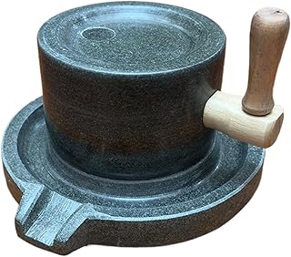 ストーングラインダーミル - 手動穀物製粉ツール、ハンドクランクグラインダー、伝統的なキッチン粉砕装置 | 20 × 13 × 11 センチメートルヘビーデューティ構造レストランベーキングコーヒーペッパー塩ナット家庭用