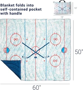 ChalkTalkSPORTS Hockey Gameday Blanket - Puffy Quilted - Ice Hockey Rink