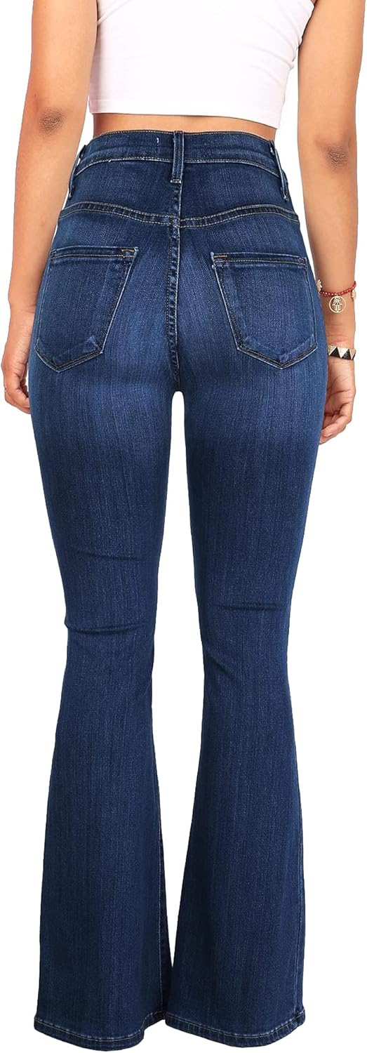 Skirt BL High Waisted Bell Bottom Jeans for Women Black Flare Retro Bootcut Stretch Wide Leg Denim Pants - Image 3