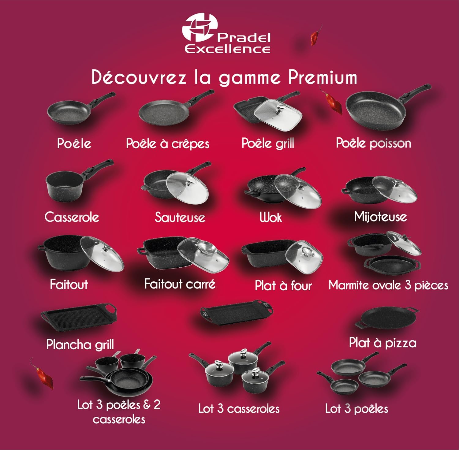 Pradel Excellence - PCUI001023 - Poêle à Poisson en Fonte d'Aluminium Premium 35x4,5cm - Revêtement Anti-Adhésif Façon Pierre - Manche Amovible - Tout Feu, Noir