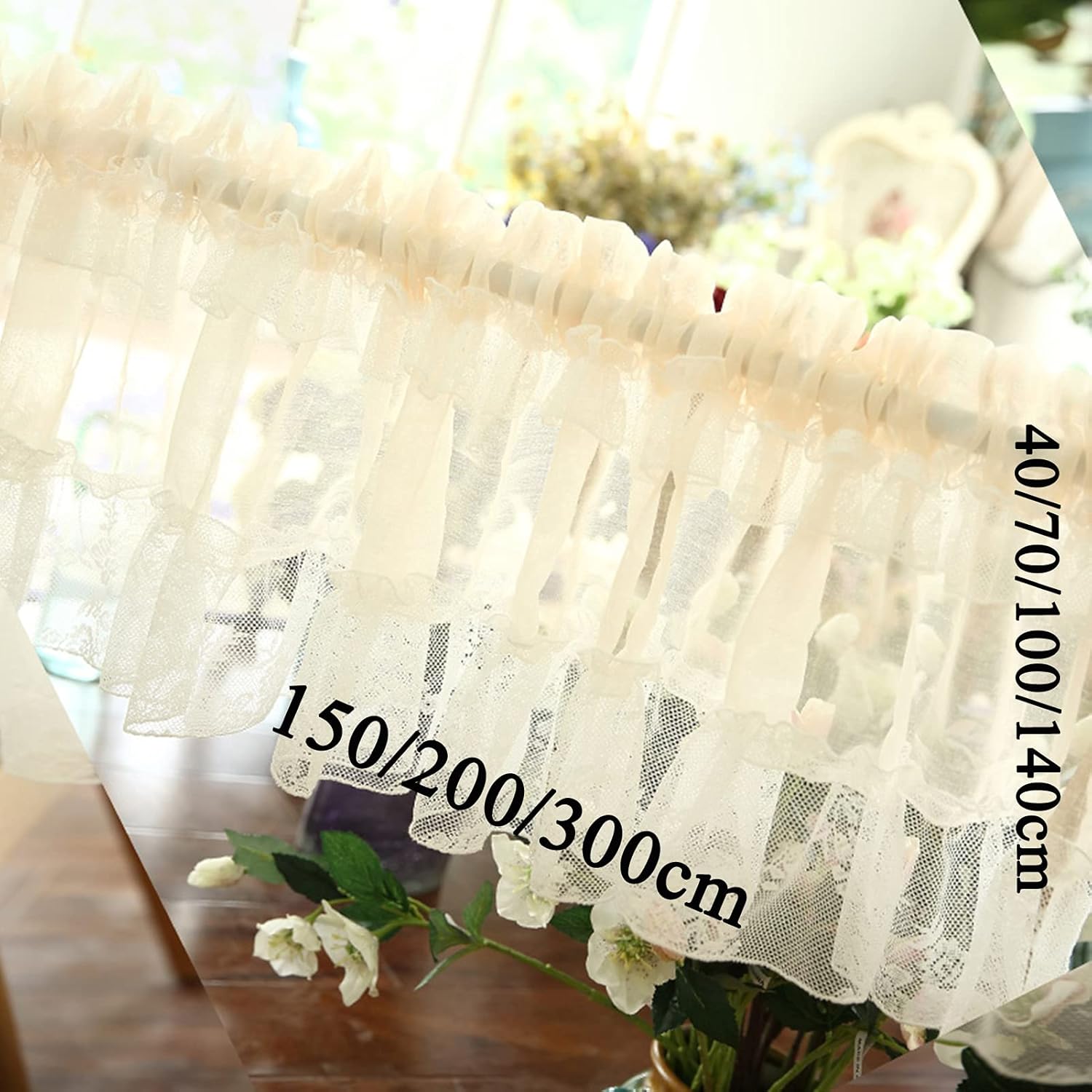 Tier Curtains Valance Country Style Cáfe Curtain Lace Voile Bistro Curtain Modern Short Curtain Short Blinds Curtains Kitchen Curtains Translucent Curtains for Living Room,Bedroom,Kitchen