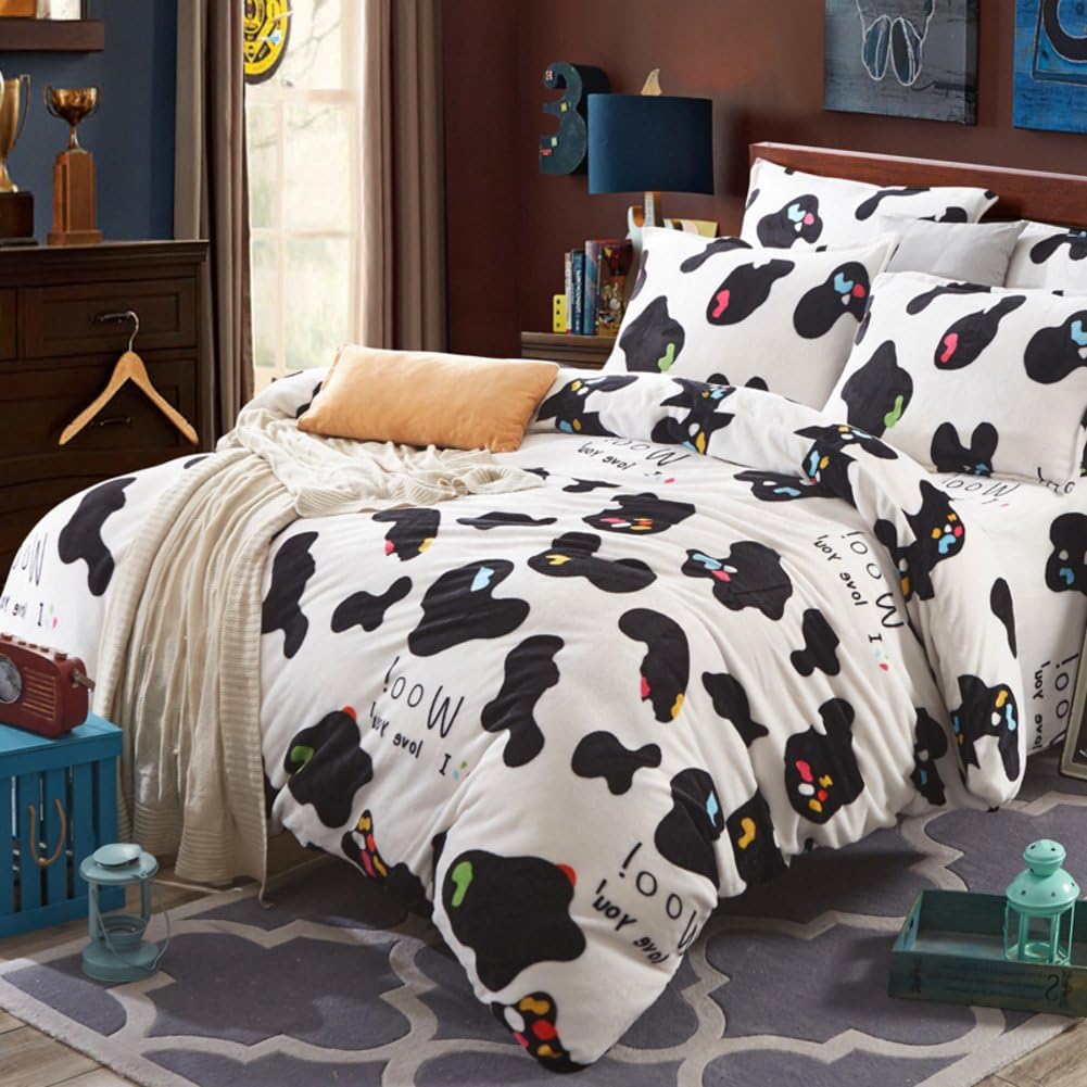 GAJDGUYQWVQ Winter velvet duvet cover Student Single quilt cover Keep warm [dorm room] Thickened velvet Double-sided cartoon quilt sets-G 150x200cm(59x79inch)