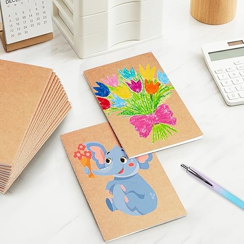 Miniatura 2 de Paquete de 24 cuadernos de papel kraft A5 a granel, cuadernos de papel rayado, 8.3 x 5.5 pulgadas, 60 páginas, cuaderno de composición para viajes,