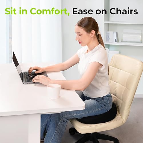 Miniatura 6 de AUVON Almohada de dónut innovadora para hemorroides con orificio científico y recorte para el coxis, cojín ortopédico con forma de dónut para alivio