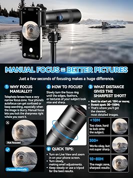 APEXEL 30X Super Smartphone Telephoto Lens, 720mm Focal Length, Professional & Artistic Capture for Wildlife, Sports, Concerts