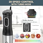 LINKChef 7 in 1 Immersion Blender Handheld, 800W Hand Blender with 2 Titanium Steel Blades, 20 Speed and Turbo Mode, Scratch Resistant Stick Blender with Whisk, Milk Frother, Food Processor, Beaker