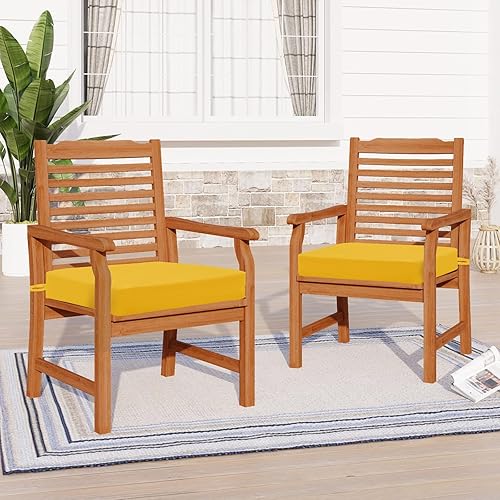 Miniatura 7 de downluxe - Cojín para asiento, cuadrado, impermeable, para exteriores e interiores, para patio, jardín, 47 x 41 x 8 cm, amarillo, paquete de 4
