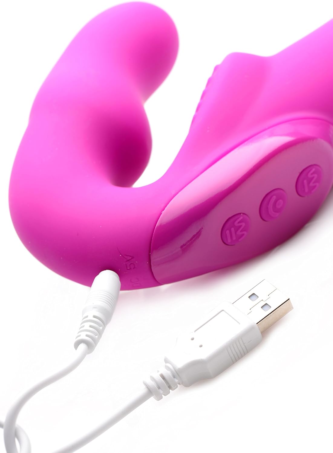 Evoke Rechargeable Vibrating Silicone Strapless Strap On- Pink