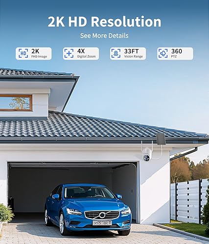 Miniatura 3 de 2K Solar Security Cameras Wireless Outdoor, 360° View Outdoor Camera for Home Security with Color Night Vision, Battery Powered, AI PIR Detection,