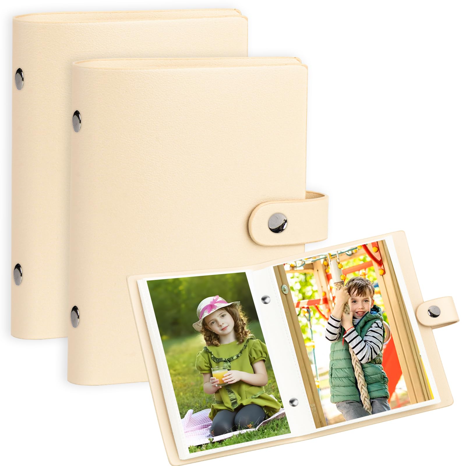 2 Pack Small Photo Album 4x6 Pictures - 52 Pocket Mini 4x6 Photo Book Leather Cover Album, Suitable for Family Wedding Boys Girls and Babies Storage (