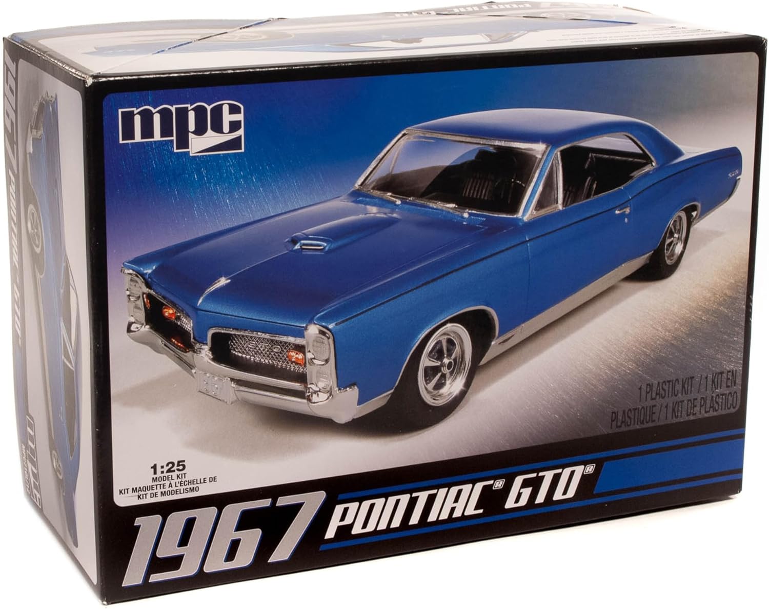 C.P.M. MPC 1:25 Scale Model Kit 1967 Pontiac GTO Blue 85+ Parts Skill Level 2 Authentic Vehicle Building Kit
