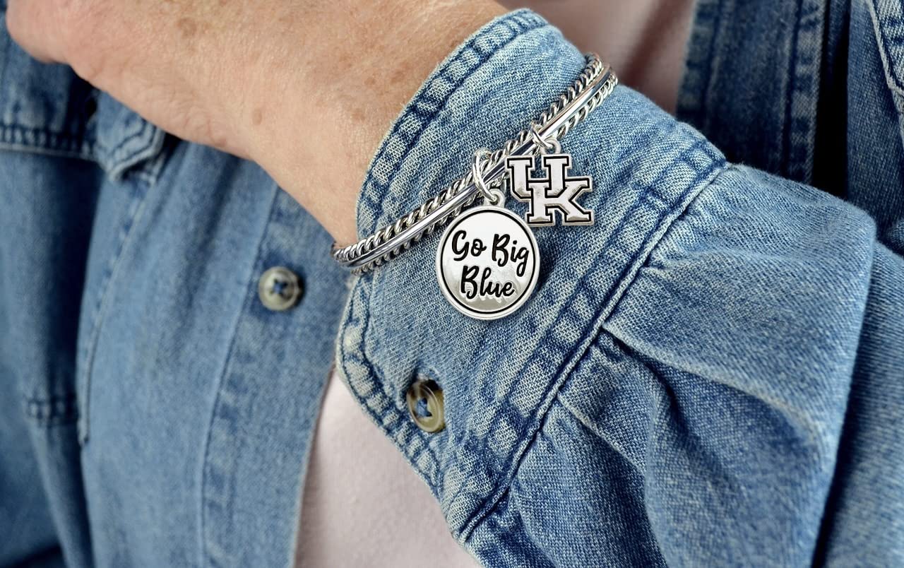 Kentucky Wildcats Go Big Blue Twist and Shout Silver Bracelet Jewelry