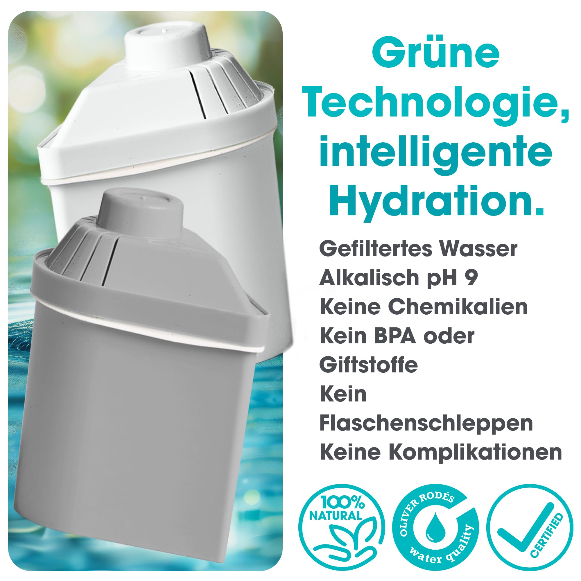 3 Zeolithfilter 400 L für Wasserfilterkanne Entfernt Chlor & Schwermetalle