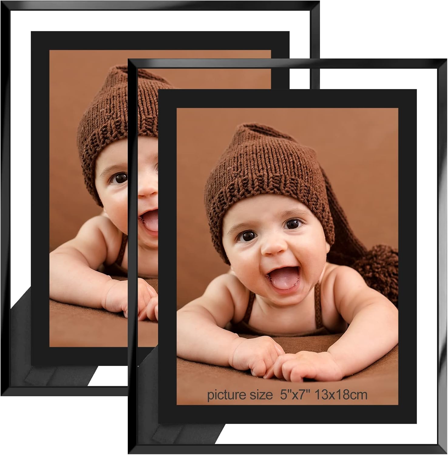 HIKWADERY 5x7 Picture Frames Pack of 2, Black HD Real