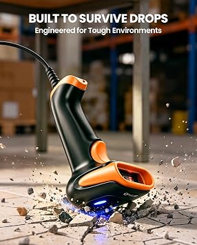 Eyoyo 1D 2D Barcode Scanner Wired USB Handheld Scanner for PC Orange