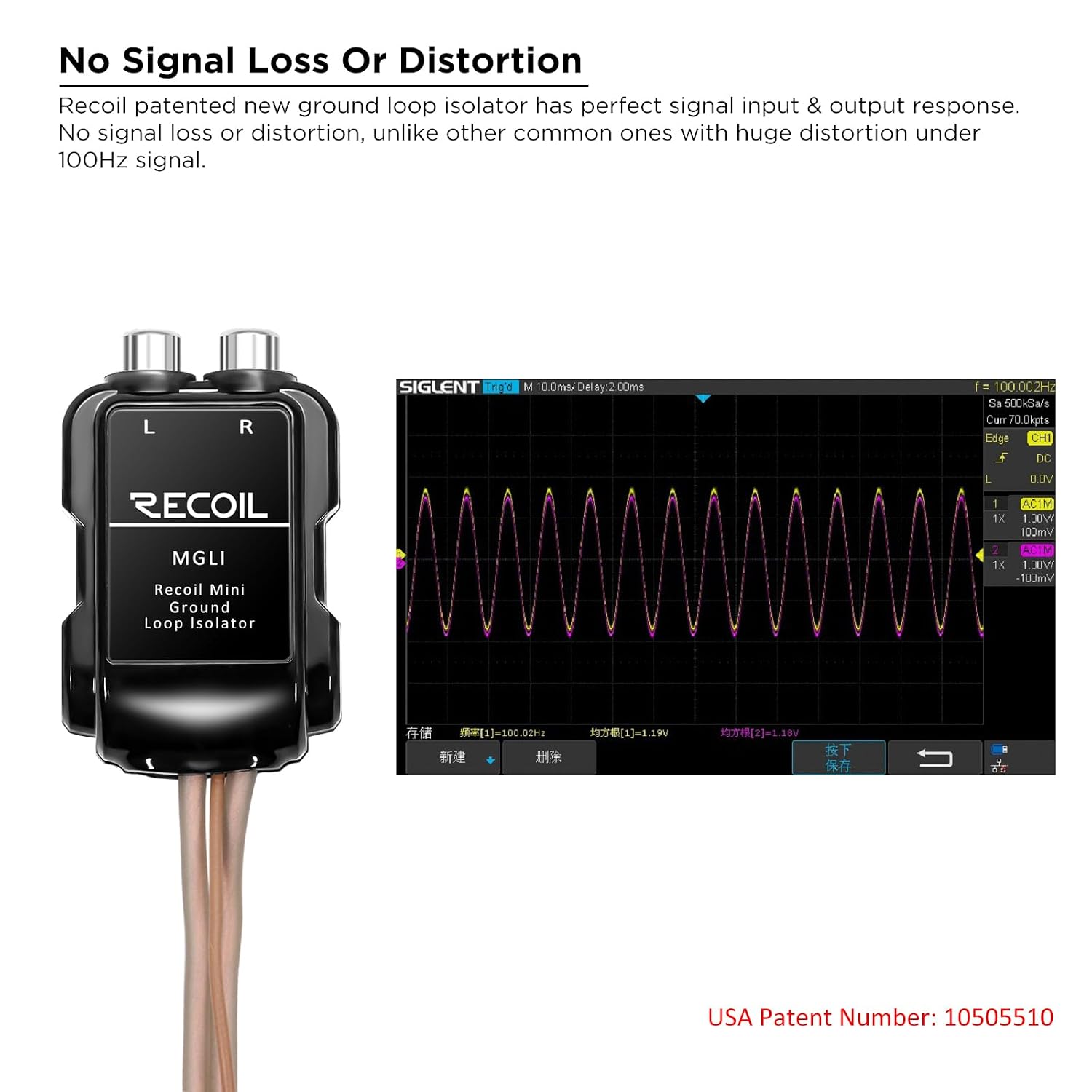 RECOIL MGLI 2-Channel RCA Ground Loop Noise Isolator Car Amp Filter Audio
