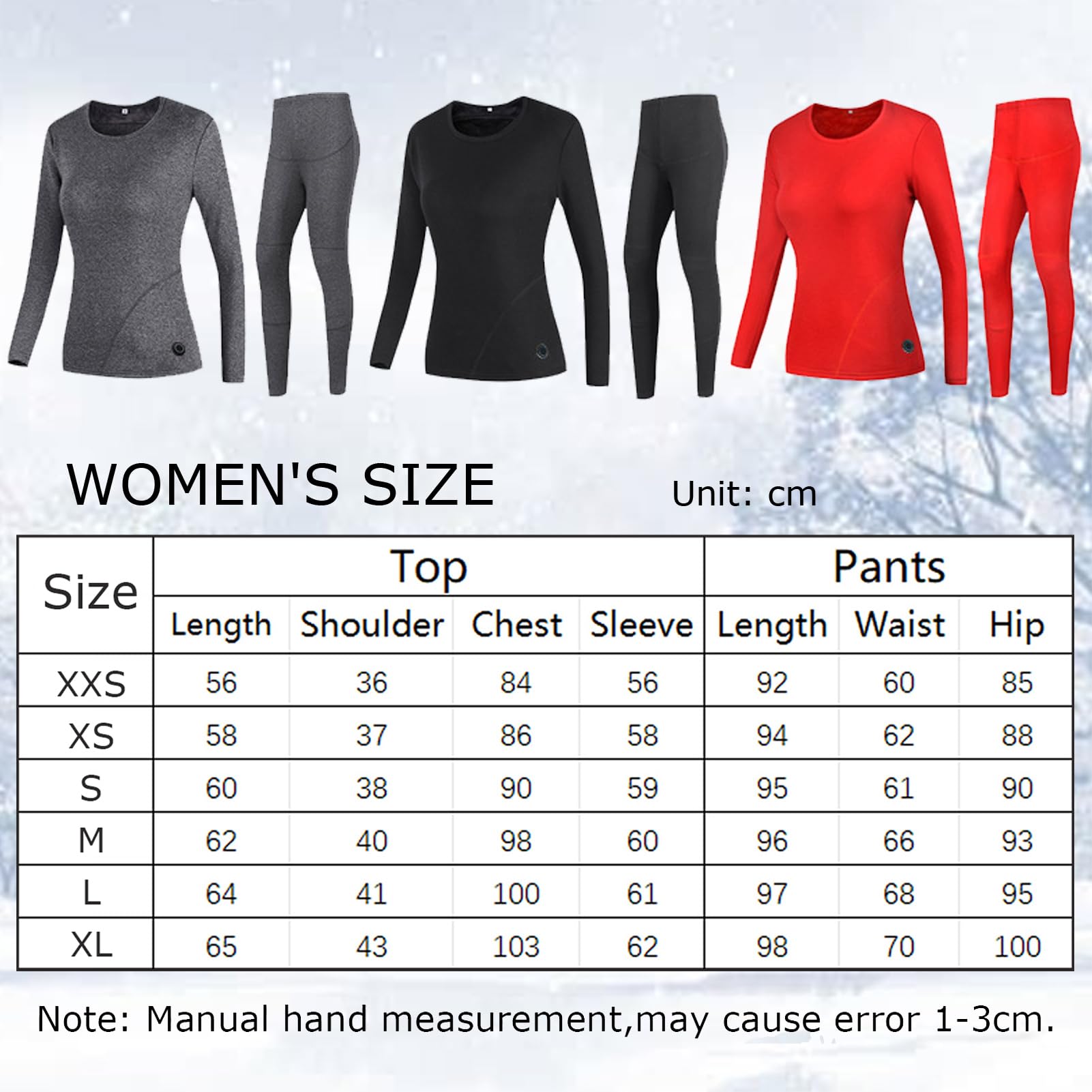 Ropa Interior Térmica De Invierno para Mujer, Ropa Interior Térmica para Exteriores, Senderismo, Esquí, Ropa Inteligente con Calefacción Eléctrica por USB,2XS, Gray Pants
