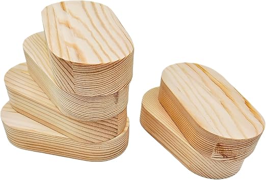 6PCS Unfinished Wooden Blocks Oval Wood Boards for Crafts, 4x2x0.8in Blank Whittling Wood Blocks for Engraving, Wood Burning, Painting