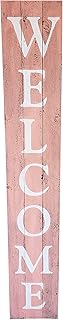 Rockin' Wood Indoor Outdoor Welcome Sign 5 Foot Vertical Rustic Reclaimed Wood Farm House Style for Front Door, Porch, or Yard, Coral