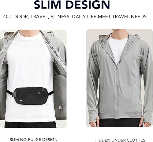 Miniatura 6 de Cinturón de dinero de viaje oculto para mayor seguridad, bloqueo RFID, cangurera delgada, soporte para pasaporte grande para viajes, bolsa de dinero