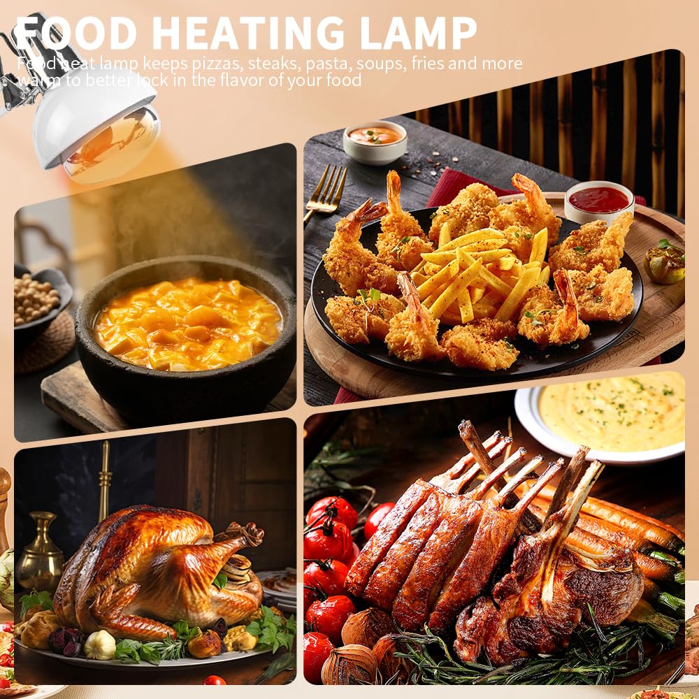 DUEBEL Speisenwärmer Elektrisch Lampe – Warmhaltelampen für Speisen, Perfekte Gastro Wärmelampe für Buffet & Catering | Ideal für Restaurants, Feste & Imbissstände