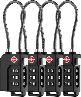 LUGGEX TSA Locks for Luggage, Suitcase Locks TSA Approved, Luggage Locks, Ease of Use & Durable(Black,4 Pack)