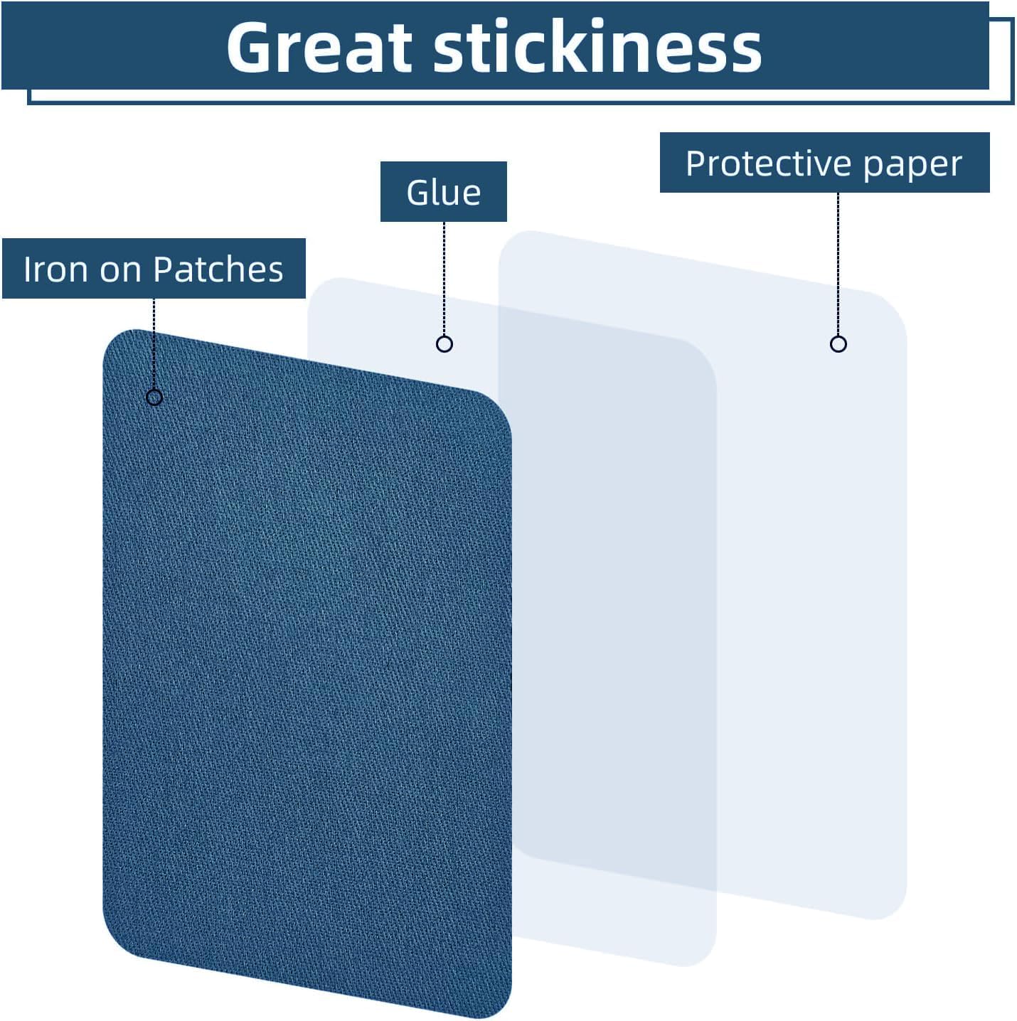 AXEN 12 Pieces Iron on Fabric Patches for Clothing and Pants Repair, 100% Cotton Sewing Repair Patches, Pure White