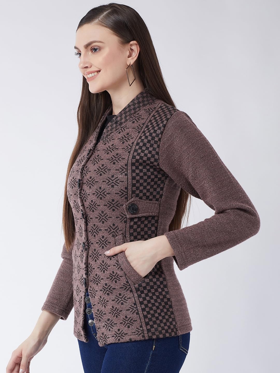 Pivl Women's Long Winter Acrylic Blend Sweater_Pink_M - Image 4 thumbnail