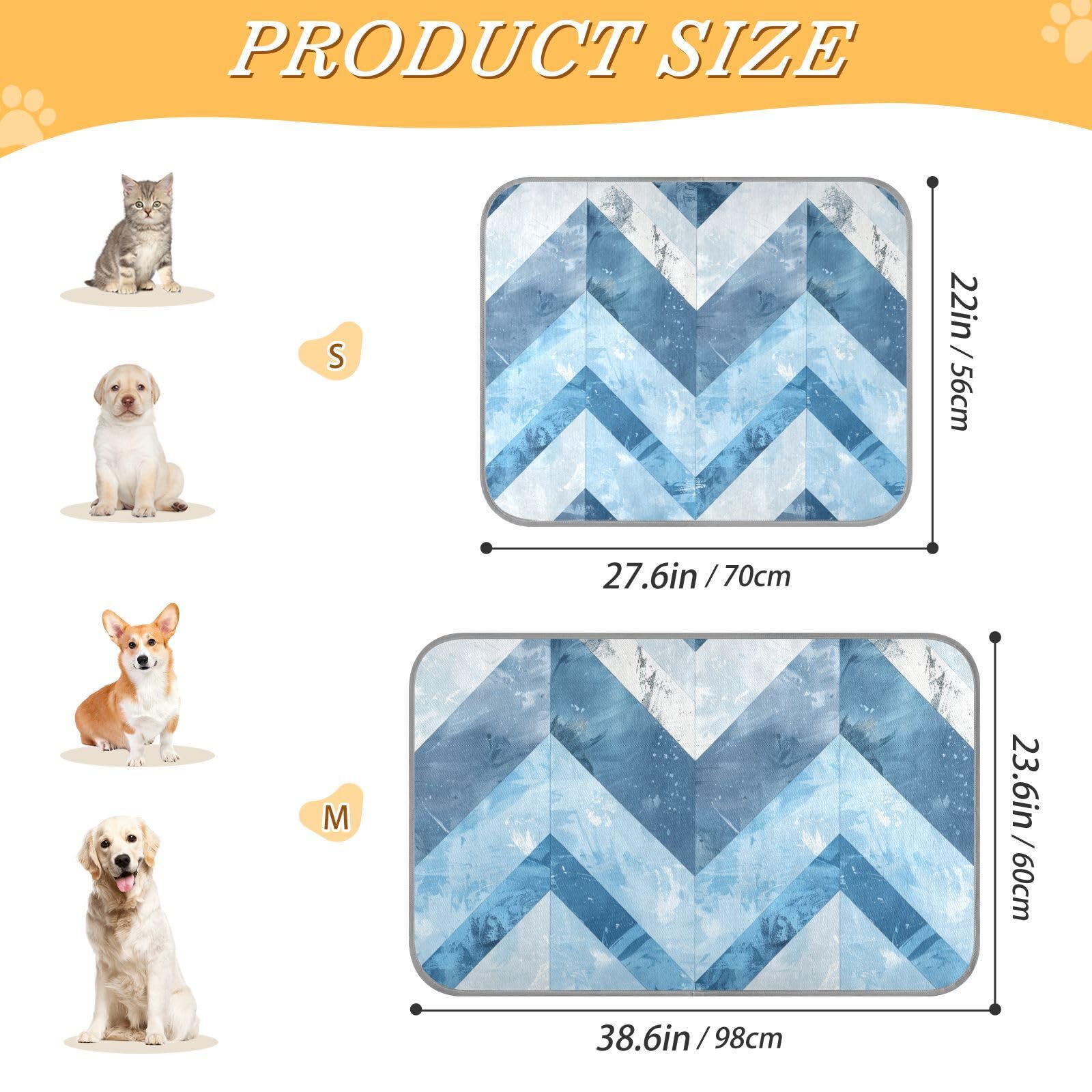 EtherSpher Sky Blue and White Patchwork Summer pet Cooling mat Self Cooling cat Blankets for Indoor Cats for Rabbit Outdoor cat pet Summer Manta refrescante para perro M
