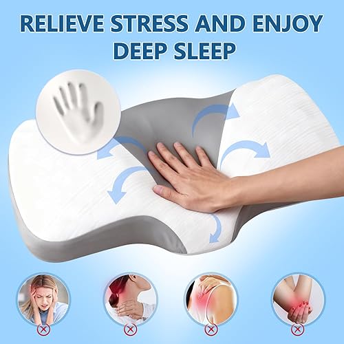 Miniatura 4 de Almohada de espuma viscoelástica, almohada cervical cervical ergonómica, almohada de apoyo cervical para cuello y hombro, almohada ortopédica de