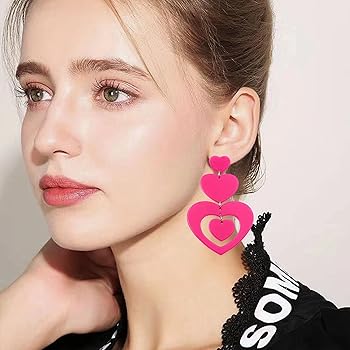 Amazon | GUOXIAOMEI アクリルハートピアス レディース ハート