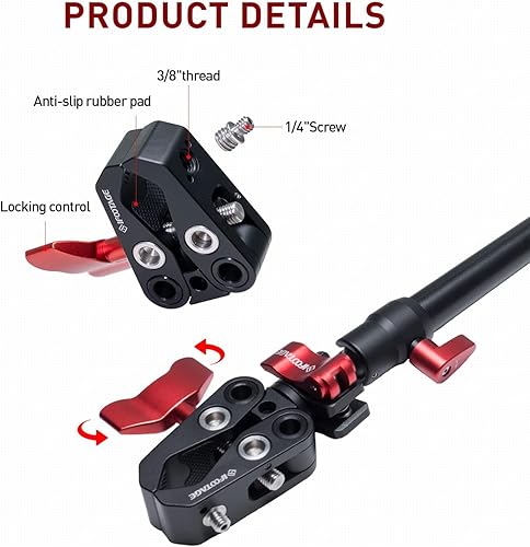 Miniatura 7 de IFOOTAGE Brazo de soporte deslizante con abrazadera Super C, brazo mágico grande de 32 pulgadas, para trípode de cámara y monopie, Shark Slider Nano