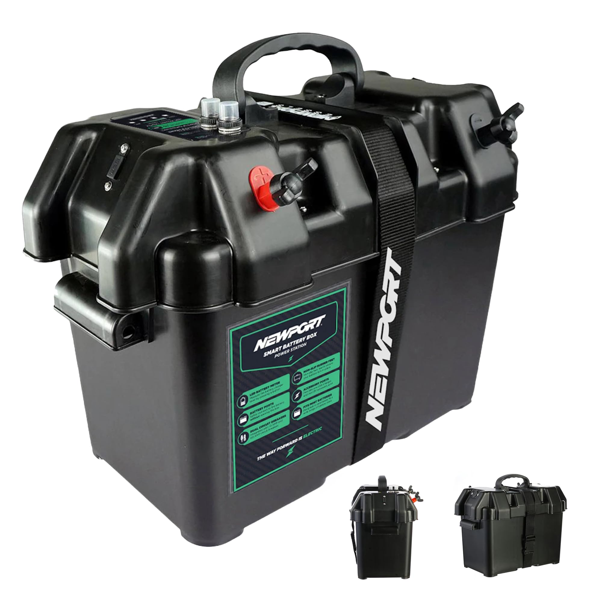 Newport Trolling Motor Smart Battery Box Power Center with USB and DC Ports, Medium