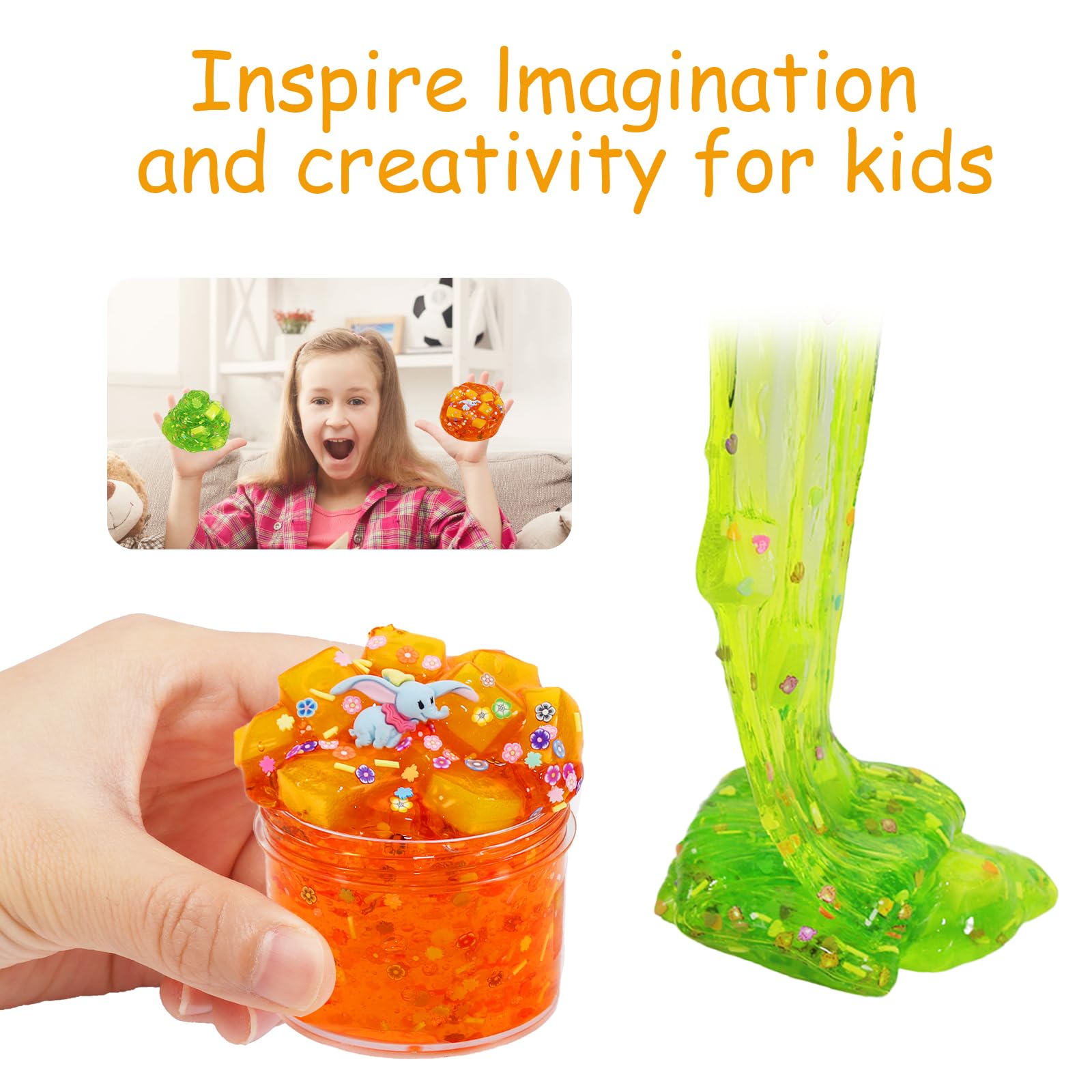 Ainiv Zestaw 6 sztuk Clear Slime, kolorowy, puszysty szlam dla dzieci, prezent na imprezę dla dzieci, urodziny, Wielkanoc, Boże Narodzenie, Nowy Rok, prezent dla dziewcząt i chłopców w wieku 6, 7, 8,