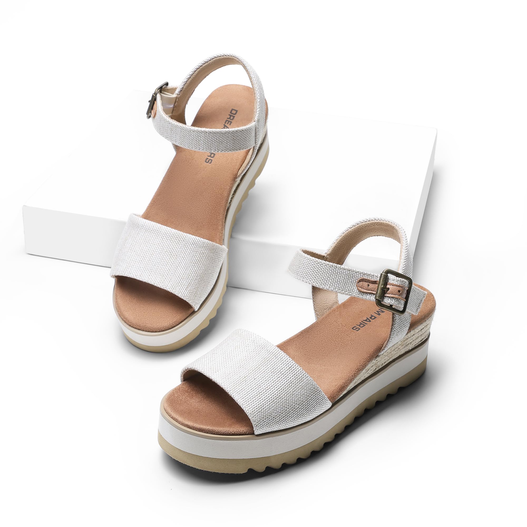 DREAM PAIRS Sandalias de Cuña Alpargatas Mujer Zapatos de Tacón de 7cm Comodos de Punta Redonda Verano Suela Antideslizante
