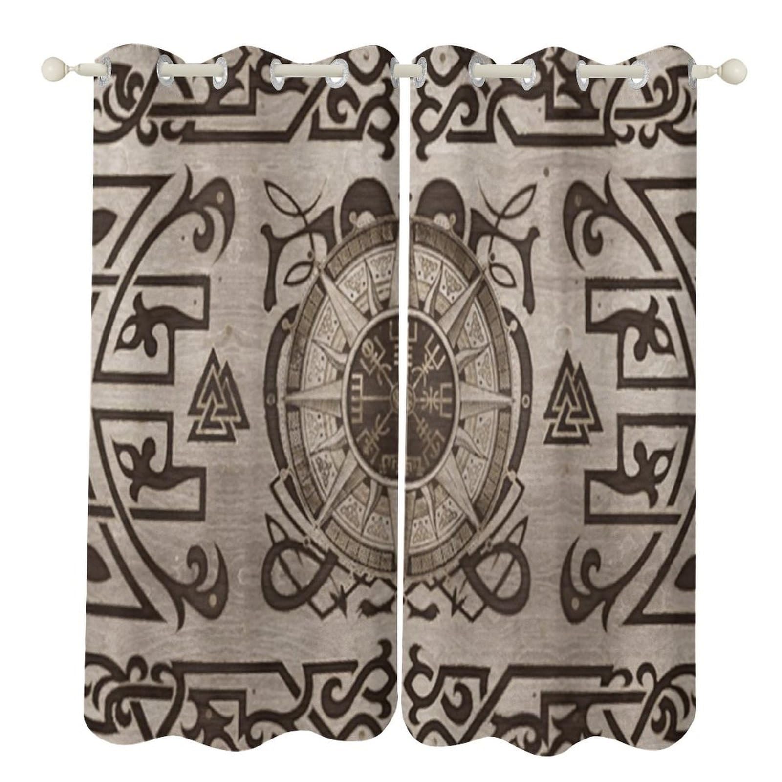 Rideau insonorisé occultant thermique Norse Viking Vegvisir pour fenêtre de chambre