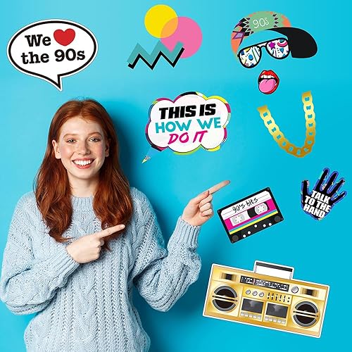 Miniatura 6 de Accesorios para cabina de fotos de los años 90, 39 piezas de accesorios de cabina de fotos de hip hop, decoraciones de fiesta de Tvorvik de los años