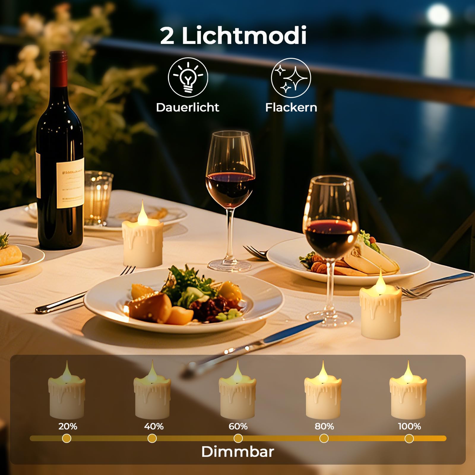 LED Teelichter,200H LED Kerzen Aufladbar Mit Fernbedienung Ladestation Timer Flackernde Flamme Warmweiß Dimmbar Candle Warmer Lamp Teelichter Für Party Zimmer Wohnzimmer Halloween Weihnachten Deko