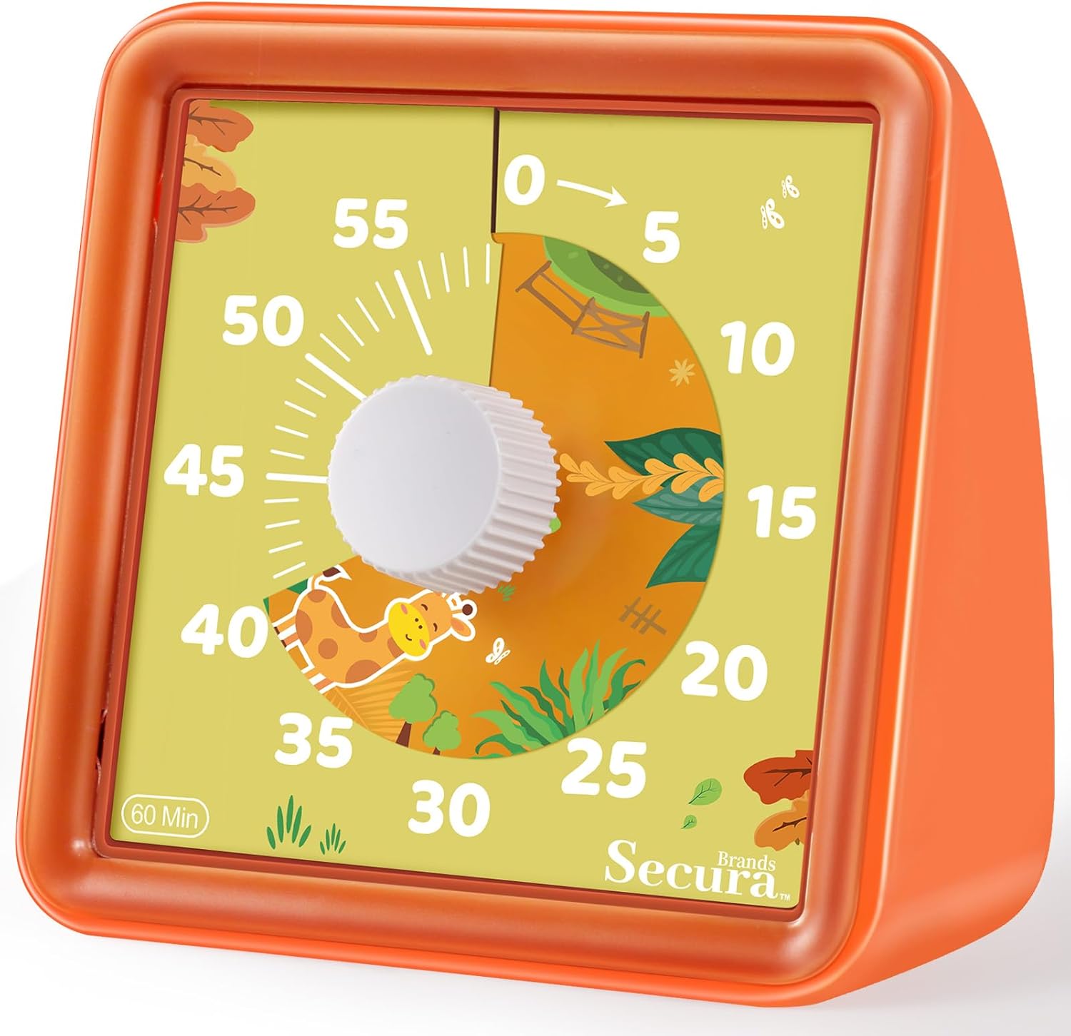 Secura 60-Minute Visual Countdown Timer for Kids & Classroom, Pomodoro Time Management Tool (Orange & Orange)