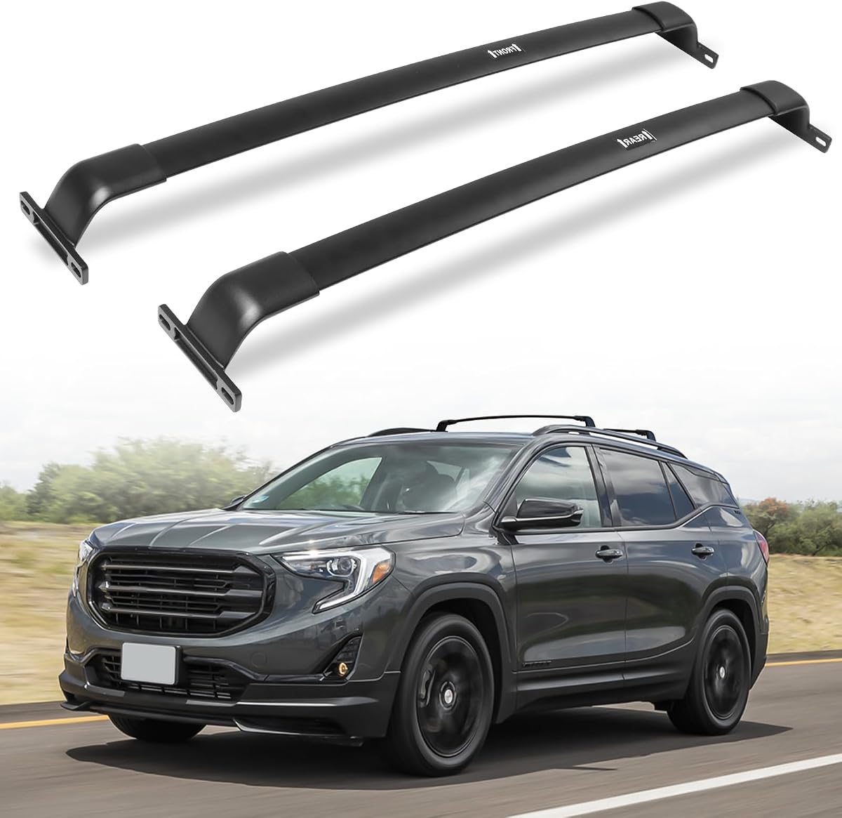 220lbs Cross Bar Roof Rack Fit for GMC Terrain 2018-2024 Cargo Carrier Crossbar Rooftop Accessories (with Side Roof Rails)