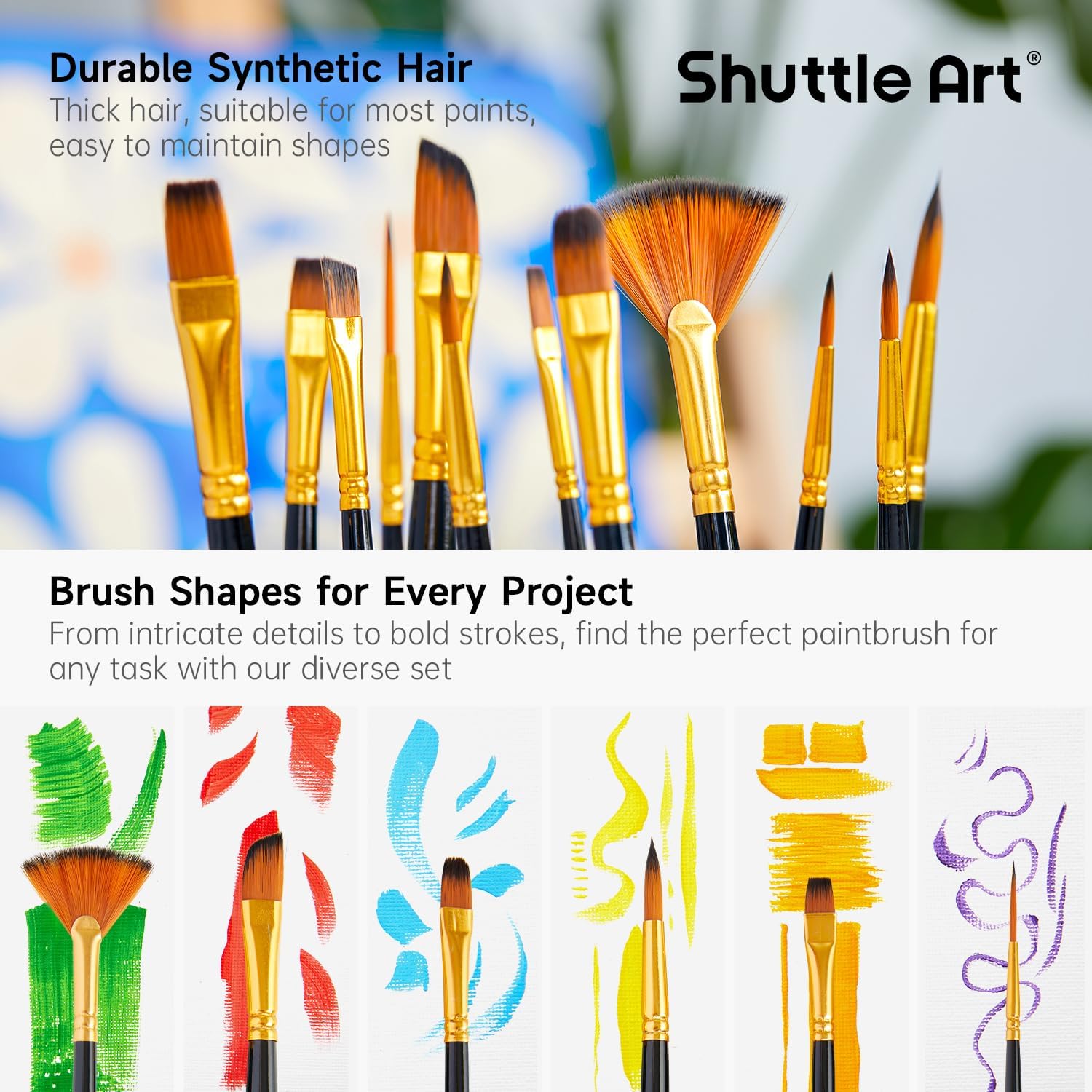 Shuttle Art Acrylic Paint and PaintBrush Bundle, 50 Colors Acrylic Paint and 12 PCS Brush with Case
