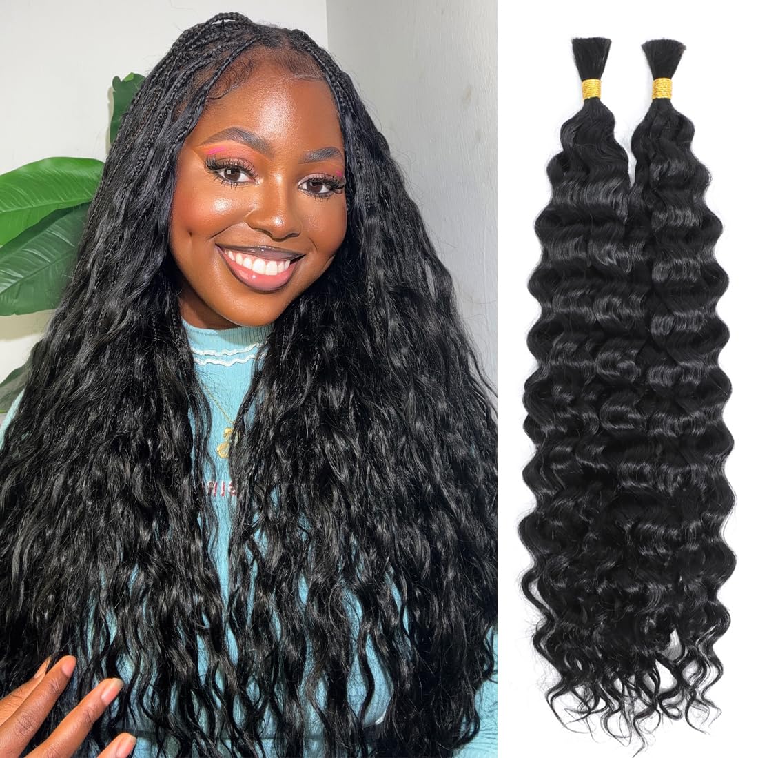 Amazon.com : Human Braiding Hair for Boho Braids 22 Inch  display picture 2
