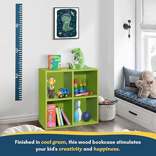 Miniatura 56 de Kings Brand Furniture - Katelyn - Estantería abierta de 4 cubos, organizador de almacenamiento de juguetes para niños (verde)