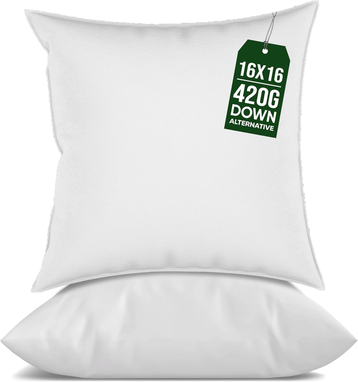 16x16 Pillow Inserts Set of 2, Firm and Fluffy Down Alternative Throw Pillows for Couch, Pillow Stuffing for Couch Sham Filler, Pillow Forms 16x16