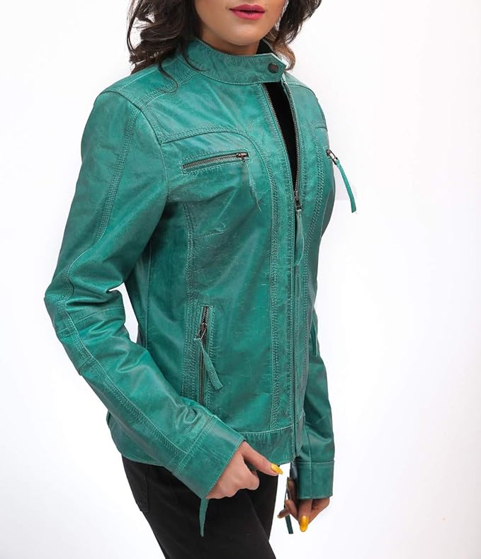 teal leather jackets