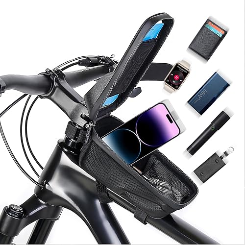 Miniatura 2 de Carcasa rígida impermeable soporte para teléfono celular de bicicleta, bolsa de tubo, accesorios de bicicleta, bolso de marco delantero de