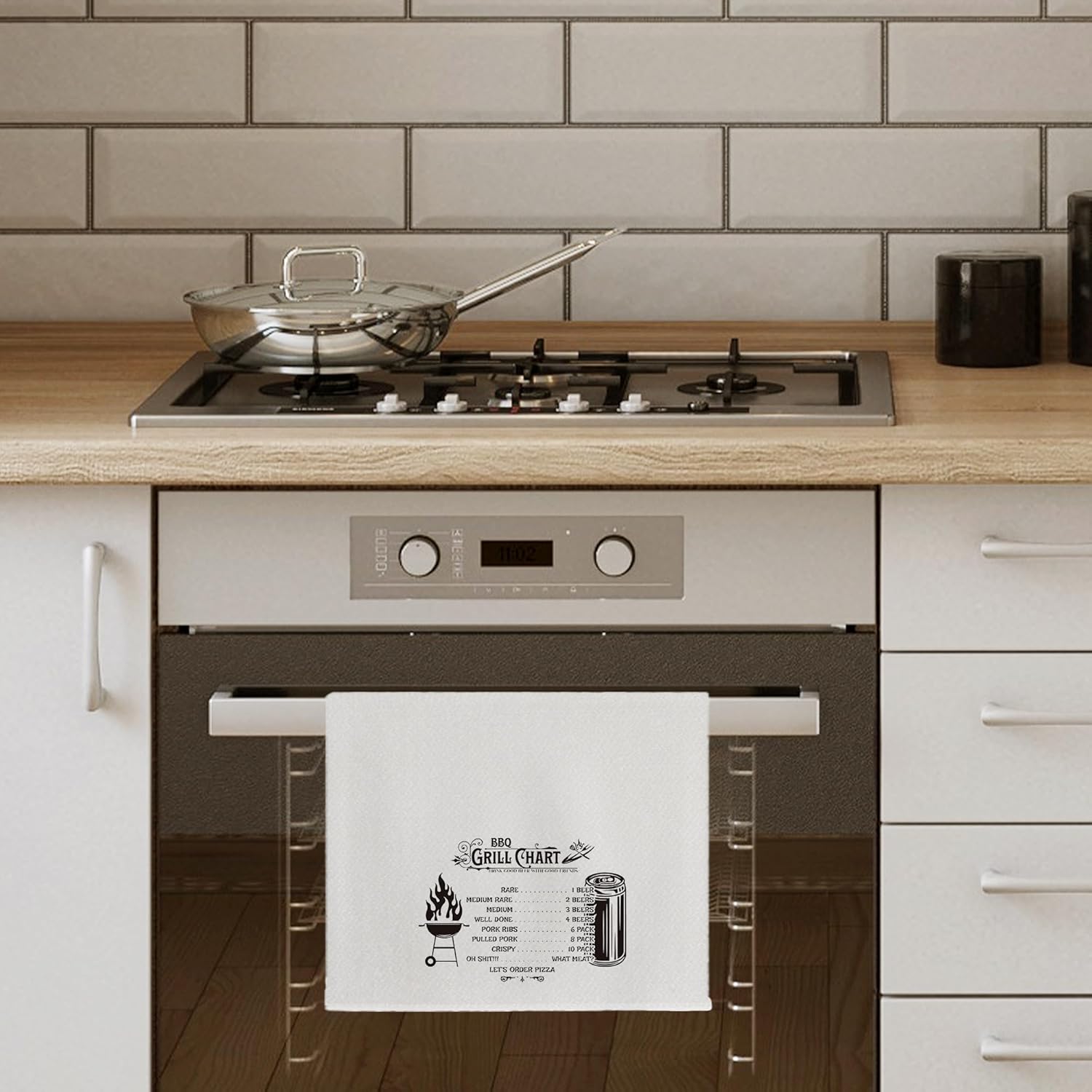 BBQ Grill Chart Funny Kitchen Grill Towels, BBQ Decor, Grilling Dish Towels Tea Towel for Kitchen, Cooking Towels, Grilling Cooking Gifts for Men Women, 16x24 Inch - Image 2