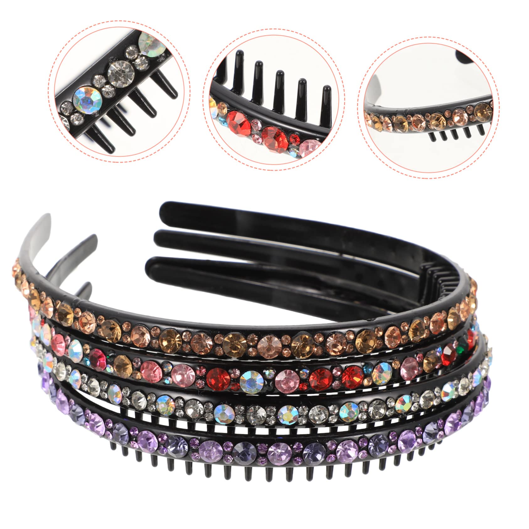 Ipetboom 16piezas Diademas De Rhinestone Para Cabello Accesorios Elegantes y Resistentes Para Hogar Diseño Dientes Para Mayor Sujeción Para Maquillaje y Cuidado Facial