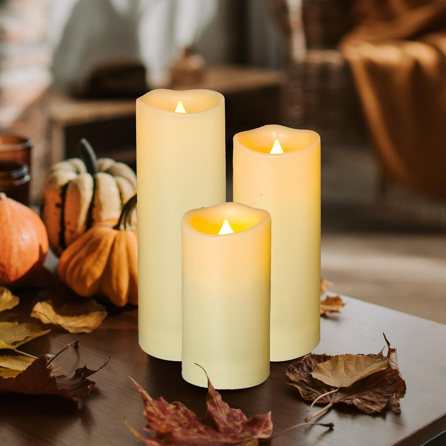 4 Pack Outdoor Flameless Pillar Candles with Remote and Timer Battery Operated Waterproof Electric LED Candle Set for Home Décor Halloween Party Wedding Supplies Garden Christmas Decoration 2”x6”